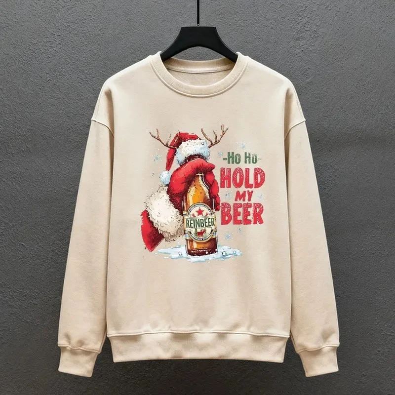 2026 Nuovo Hold My Beer Natale Harajuku Donna Natale Divertente Natale Felpa alla moda Inverno Manica lunga Pullover Felpe calde