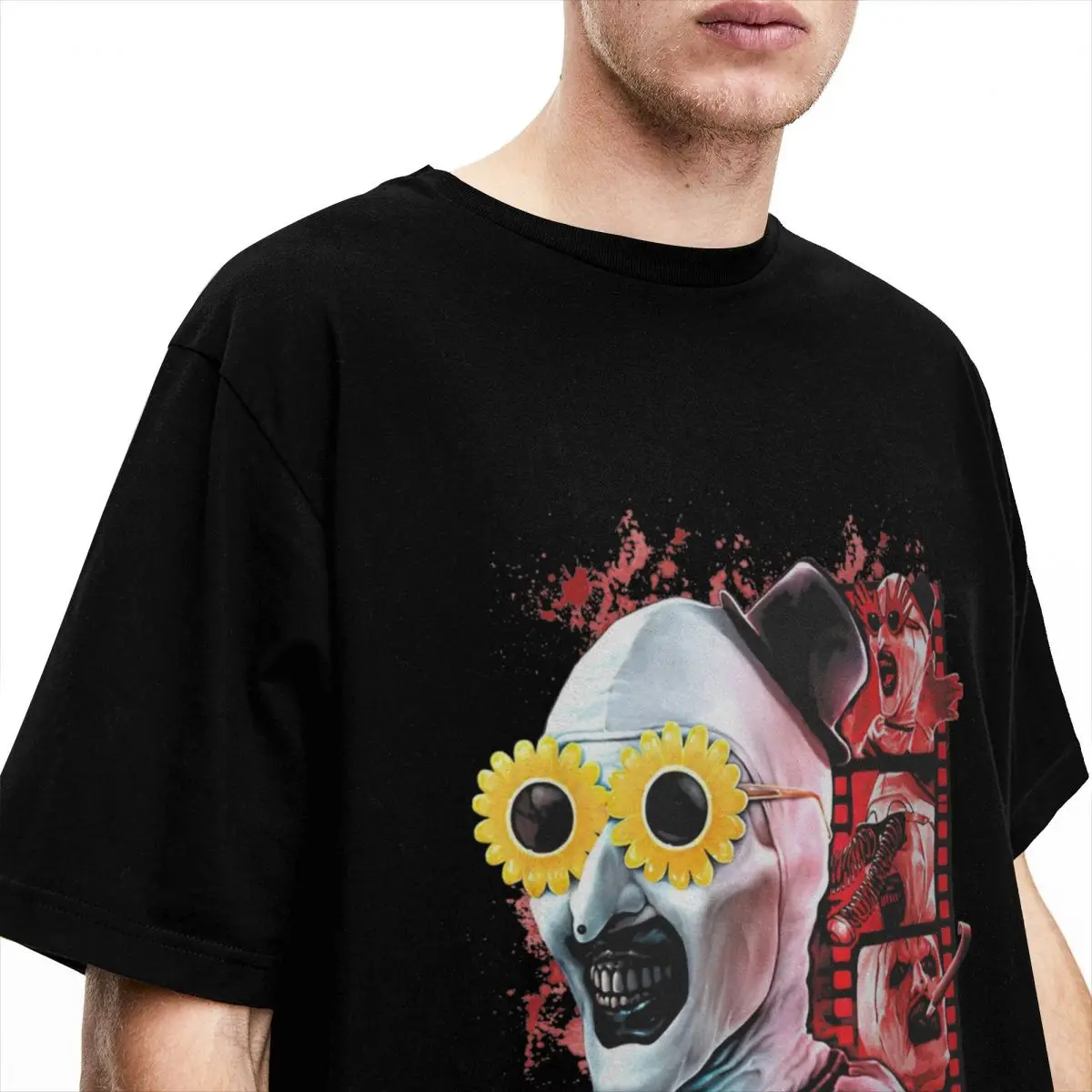 Haikyuu T-Shirt Horror Terrifier Film Cotton T Shirts Art The Clown Popular Tee Shirt Male Beach Retro Casual Short Sleeve Tees