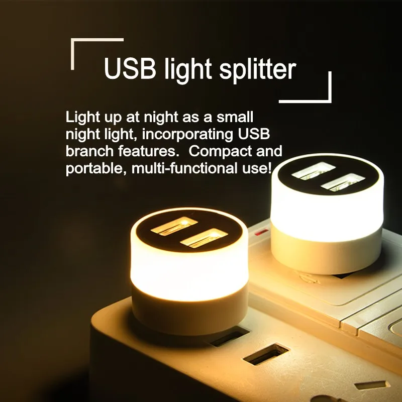 Usb Dual Plug Computer Portable Power Charging Usb Small Book Led Eye Protection Reading Small Round Nig