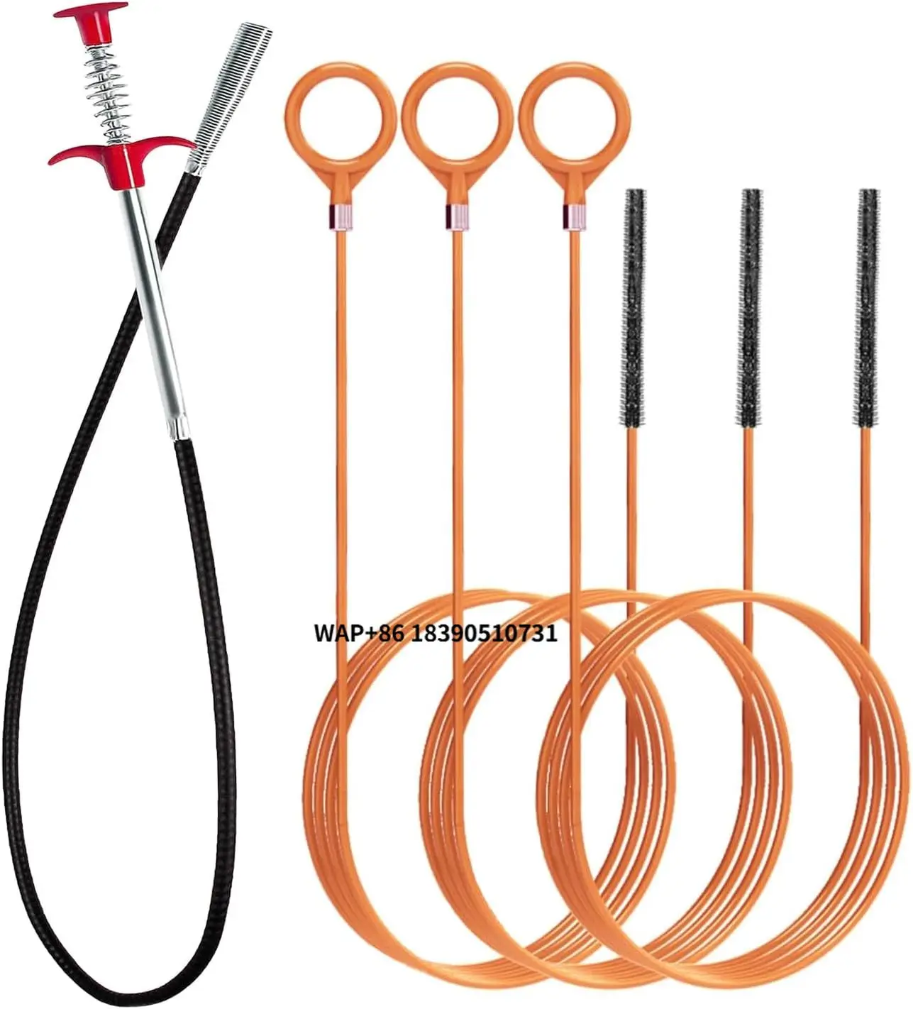 Hair Catcher Drain Auger Cleaner Tool Set 3  Pcs 53 Inch Sink Snake and  1 Pc 35 Inch Drain Clog Remover Set for Toilet