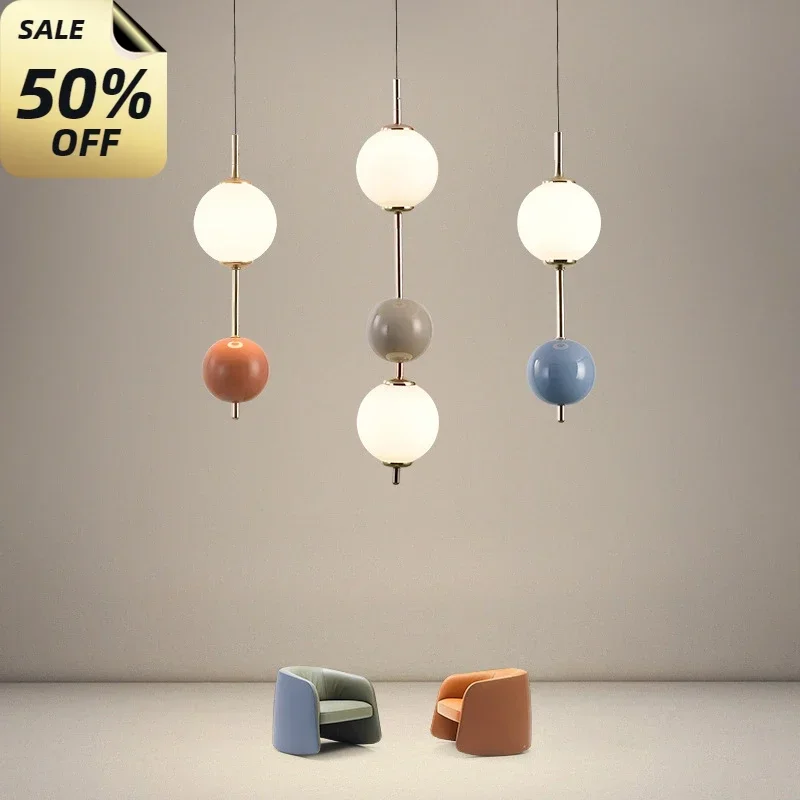 2025 Nordic Creative Phoenix Colorful Ball LED Pendant Light White Glass Ball for Bedroom Dining Room Kitchen Hanging Lamp
