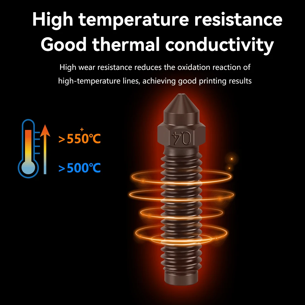 Zestaw dysz do Elegoo Centauri, hartowane węglem, stal mosiężna, dysze 0.2/0.4/0.6/0.8mm do Elegoo Carbon Hotend, części do drukarki 3D — zdjęcie produktu 2