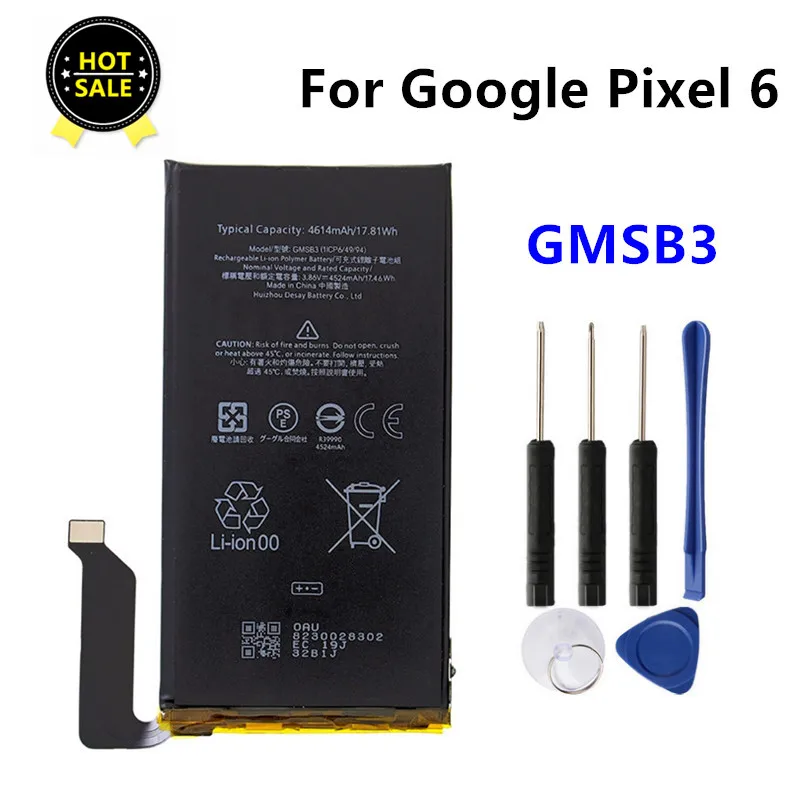 New GMSB3 Original Phone Battery For HTC Google Pixel 6 Pixel6 Cellphone Battery 4614mAh Replacement Batteries Batteria