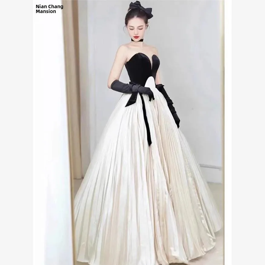 

Ele Bla Evening Gown Hepburn Sle Wedding Dr for Host Engagement Dinner Par High-End Cus Made Ceremony Dr
