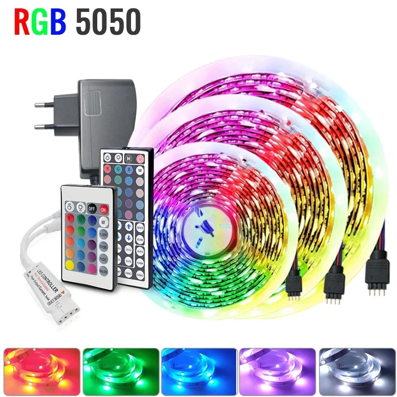 Smart Lamp Alexa 12V Led Strips 5050 Rgb Led Ribbon 5M 10M 15M Colorful Children Into The Room Waterproof Led Tape For Bedroom