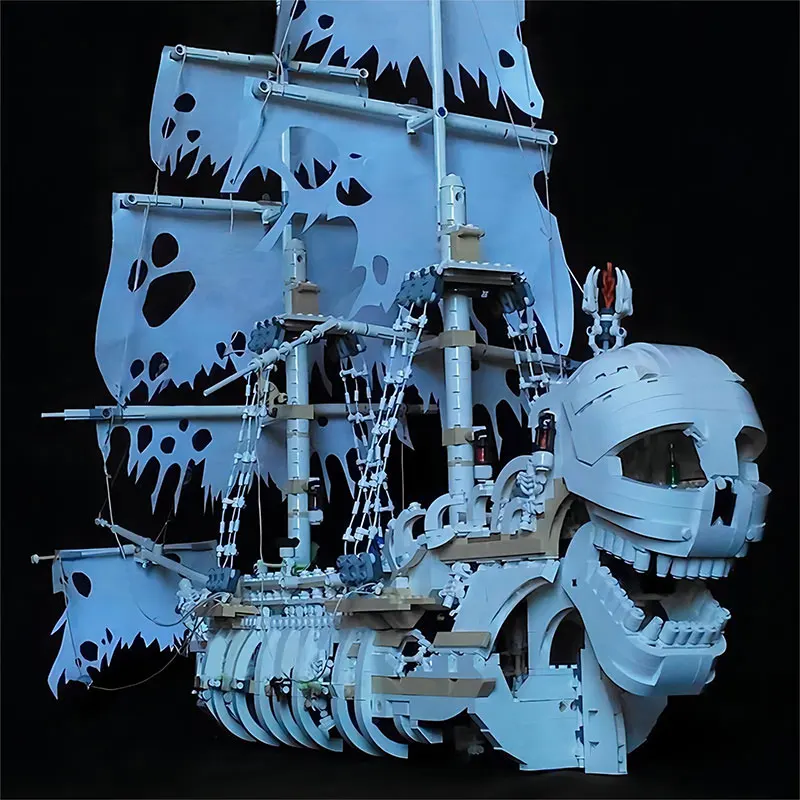 MOC Transportation series Ghost White Bone Ship Model Scene Series Ornament Assembly Puzzle children Toy Christmas gifts