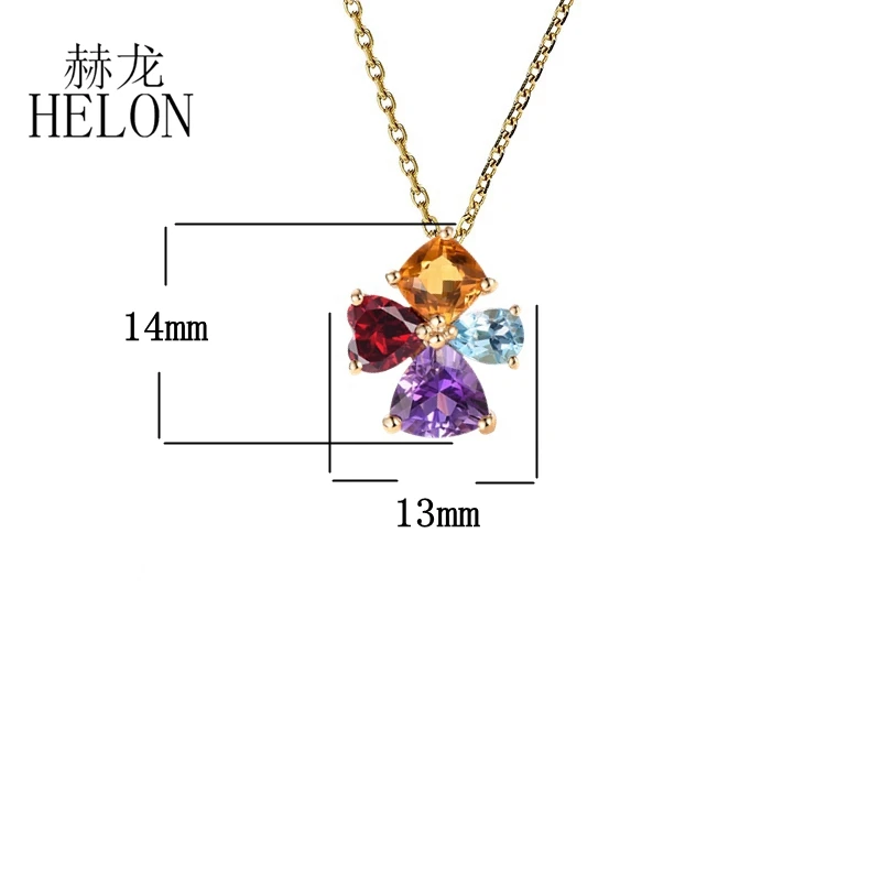 Solid 18K AU750 Yellow Gold Genuine Natural Citrine Garnet Sky Topaz blue Amethyst Pendant Necklace For Women Fine Jewelry image 6