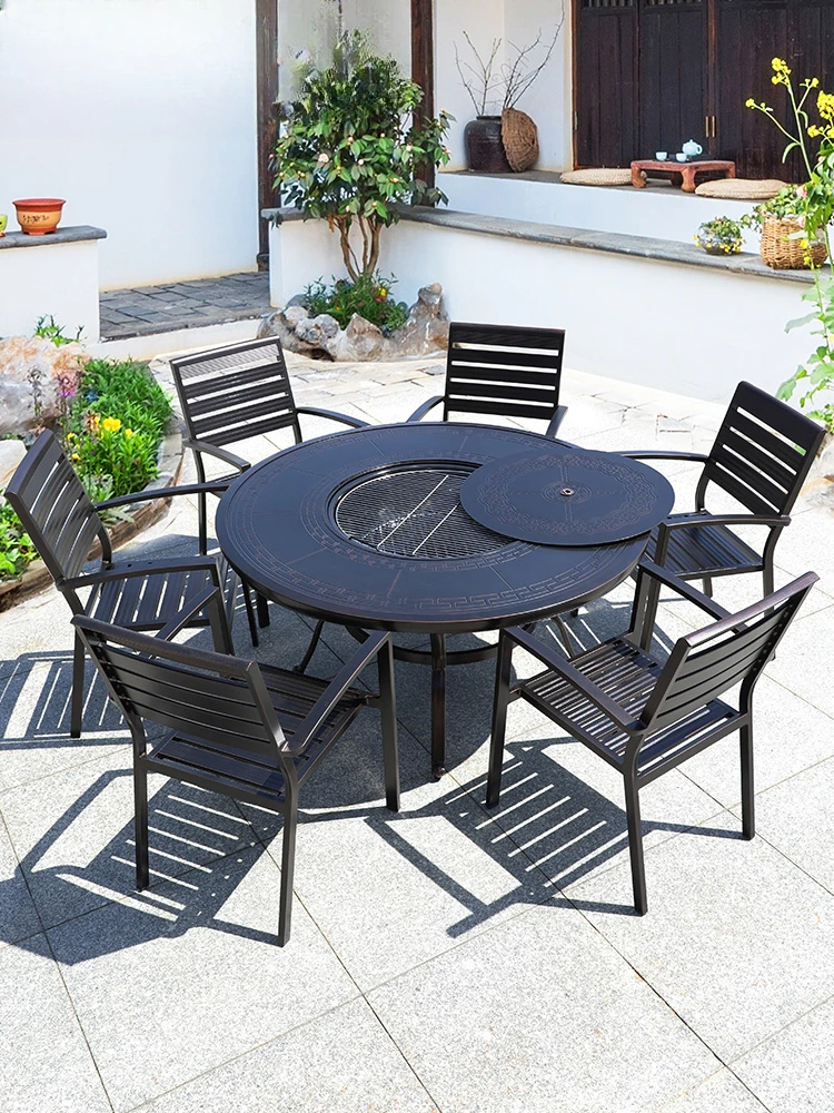 Charcoal barbecue tables and chairs, courtyard open-air garden, leisure tables and chairs, commercial outdoor