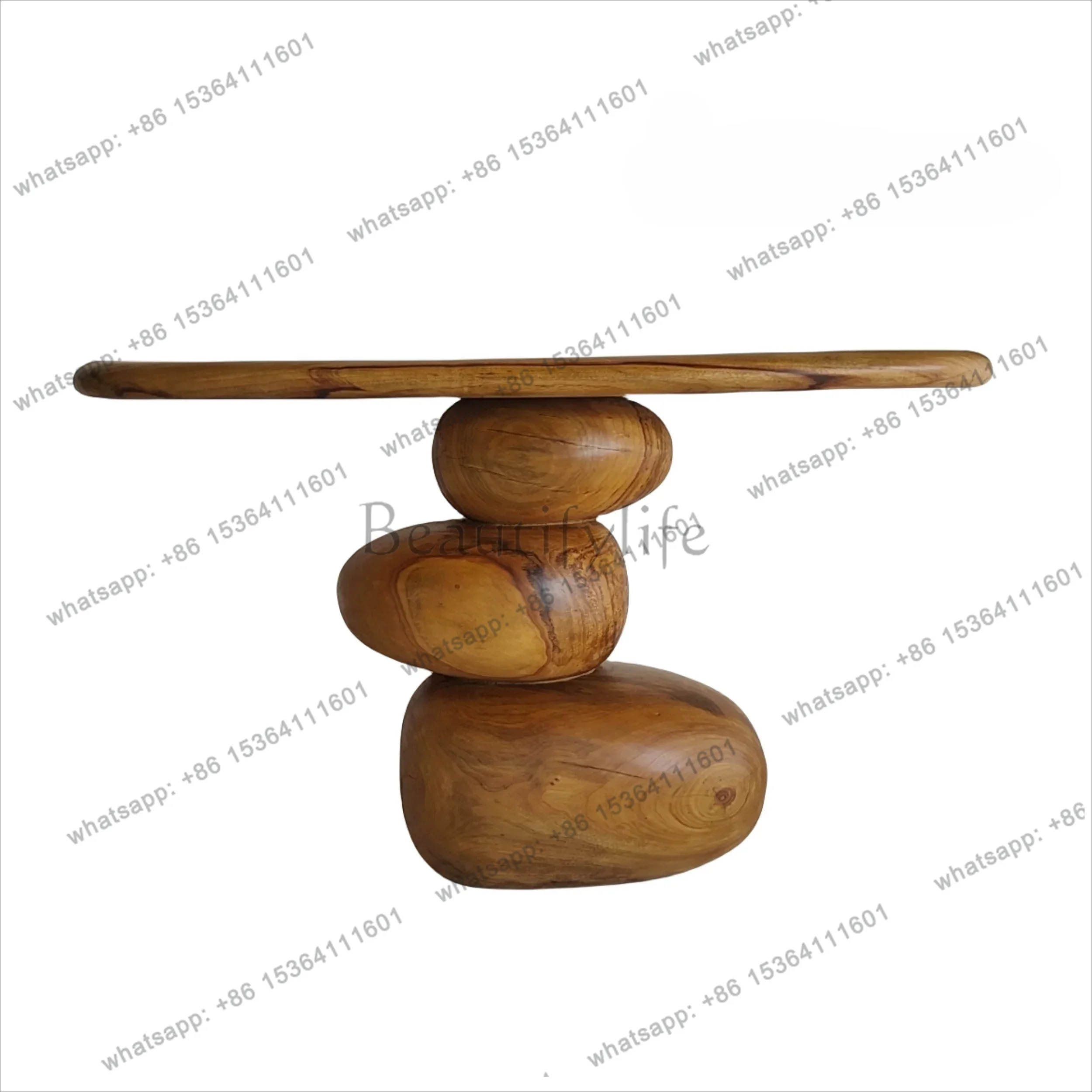 

zj Art Wabi Silent Wind Pebble Entrance Table Solid Wood Entrance Wall View Table