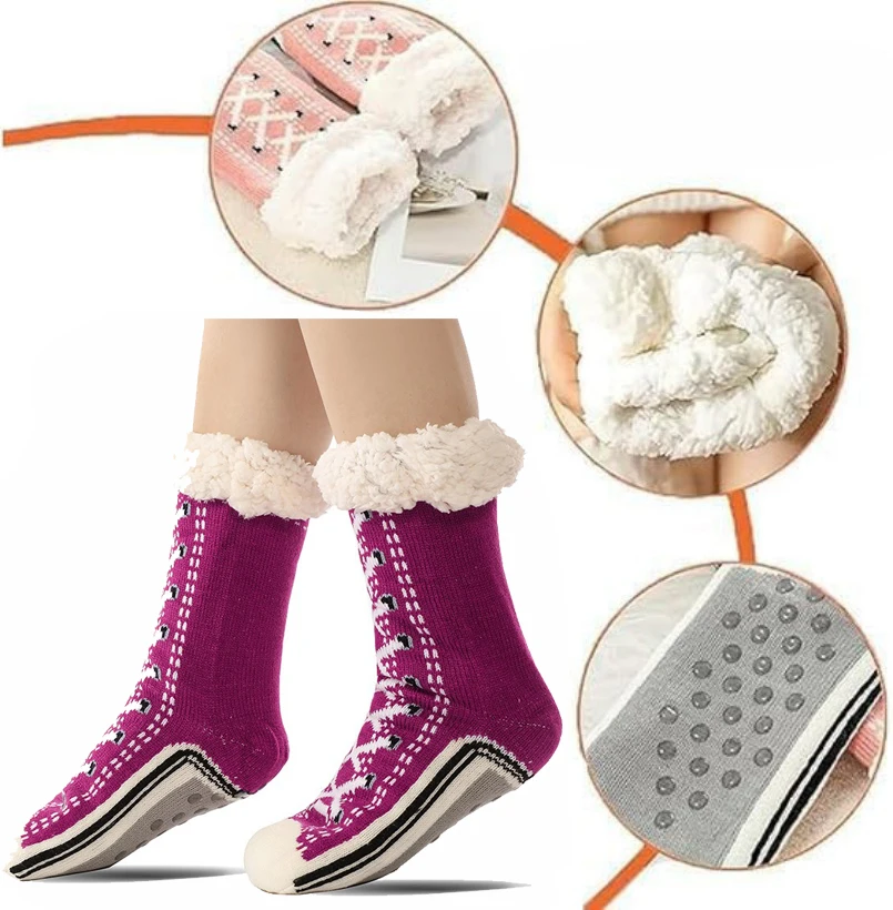 

1 pair women Winter Warm Indoor Slippers Socks With Super Thick Velvet Grip And Anti Slip Home Socks For Warmth And Comfort