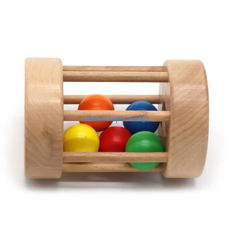 

090B Rolling Drum Natural Rattle Rollers Toy for Babies 6-12 Months