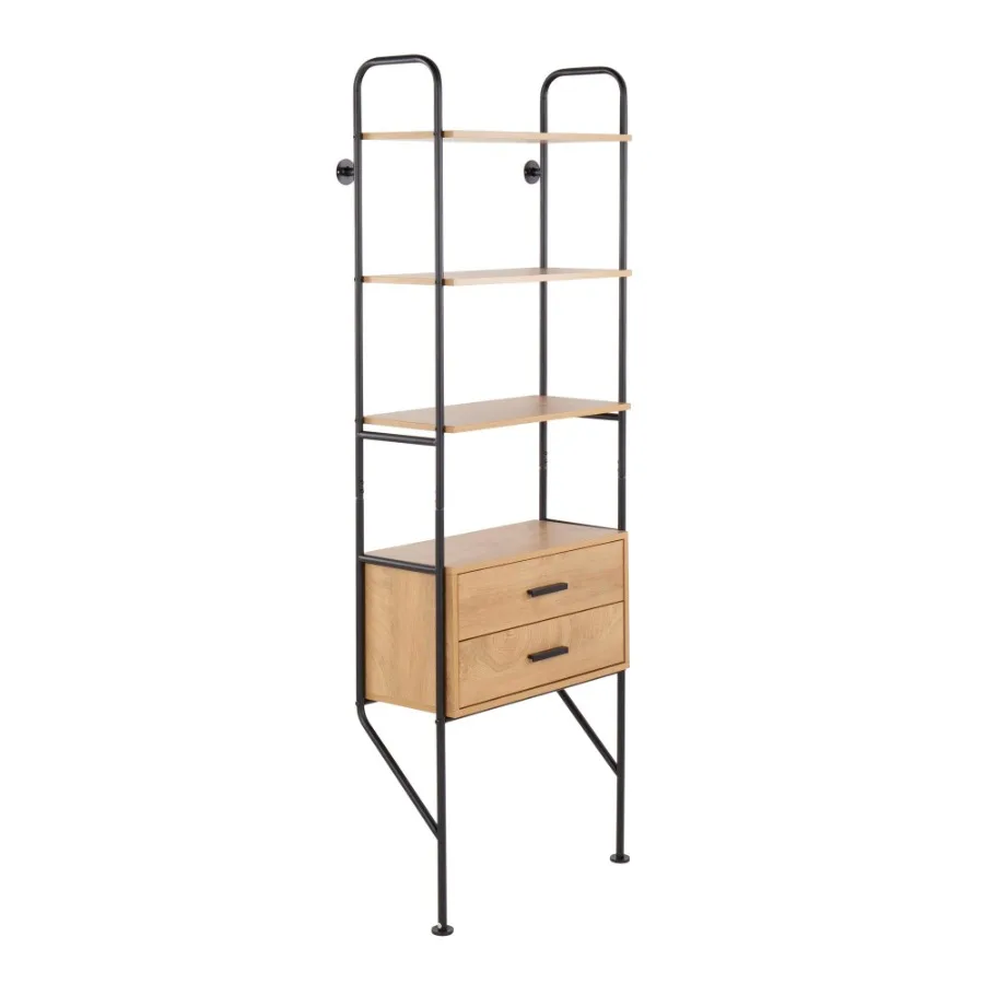 

Lean Industrial Bookcase in Black Metal and Brown Wood by LumiSource