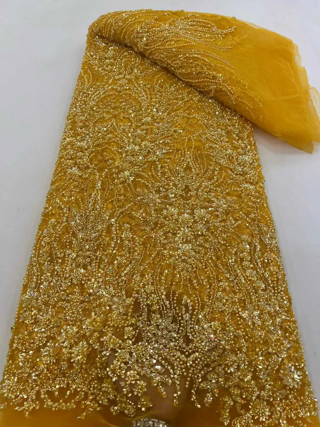 

Высококачественная французская кружевная ткань с пайетками и бисером для свадебных и вечерних платьев, 5 ярдов, коллекция 2026 Africa Groom