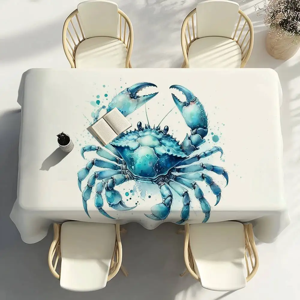 Sea Animal Turtle Coral Table Cloth Home Party Picnic Dining Room Kitchen Patios Stain-Proof Polyester Table Cloth