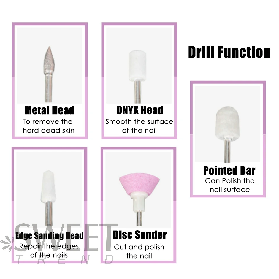 Professional Electric Nails Drill Kit Remover Dead Skin Grind Polish Pen Portable Milling Cutter Manicure Pedicure Equipment S91