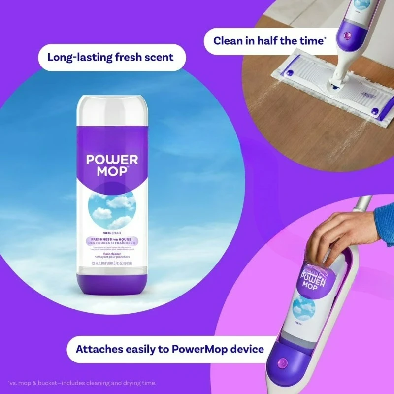 Power Mop Refill Solution, Tile, Vinyl, Laminate, Wood, Floor Cleaner, Fresh, 25.3 fl oz