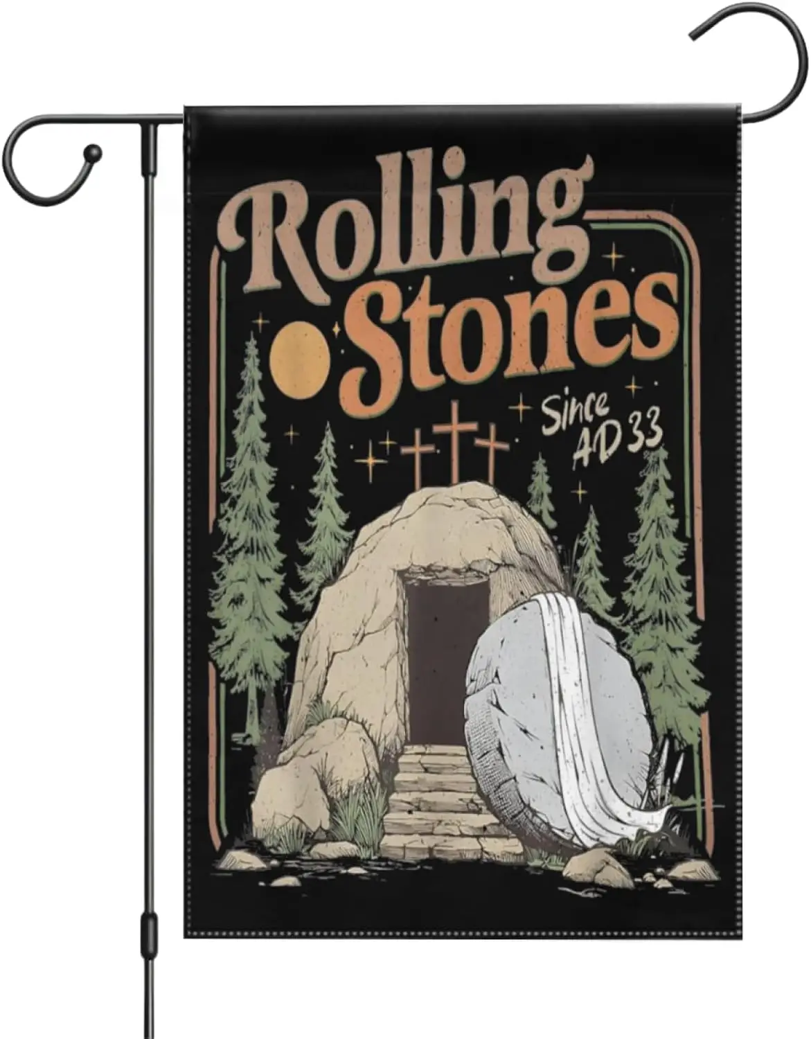 The Stone was Rolled Away He is Alive Retro Christian Easter Flag Cute Welcome Sign for Front Yard, Housewarming, or Patio D AAS