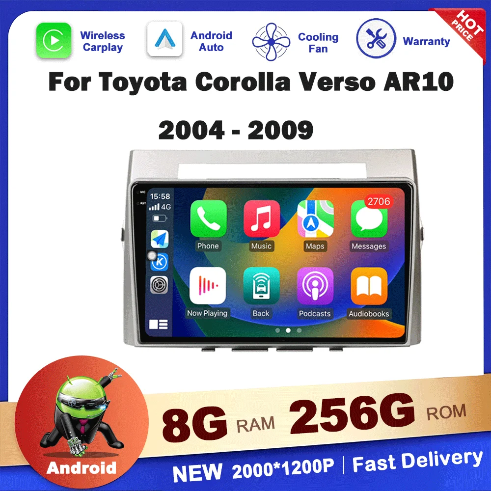 

Car Radio for Toyota Corolla Verso AR10 2004 - 2009 Multimedia Video Player Audio DSP Stereo auto WIFI BT Head Unit Carplay