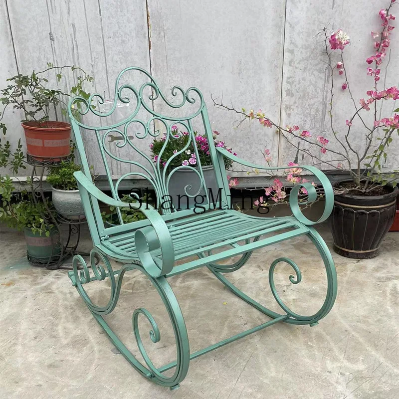 CL wrought iron retro home balcony rocking chair garden lazy recliner pastoral indoor outdoor leisure