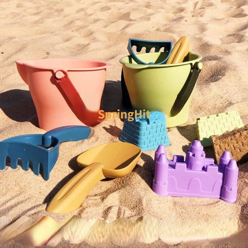 Children Summer Toys Set with Castle Model Ins Seaside Beach Toys Rubber Dune Sand Mold Tools Sets Baby Bath Toy Kids Swim Toy