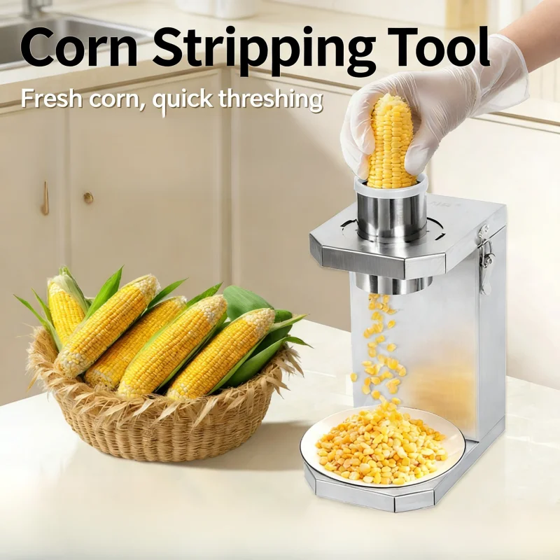 Mini Electric Corn Thresher Stainless Steel Body Practical Household Tool for Quick Fresh Corn Kernel Separation