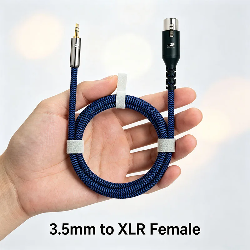 Jack 3.5mm 1/8 to 3-Pin Mini XLR Cable TRS 1/8 Inch Aux Stereo Male to XLR Female Audio Adapter Cable