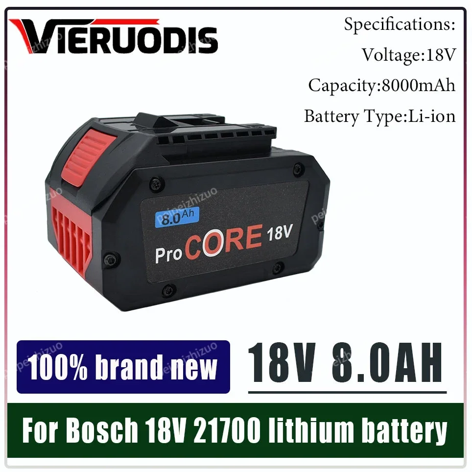 For Bosch 18V 8.0AH 10.0AH 6.0AH Professional Cordless Tool BAT609 GBA18V80 BAT618 21700 Battery ProCORE Replacement Battery