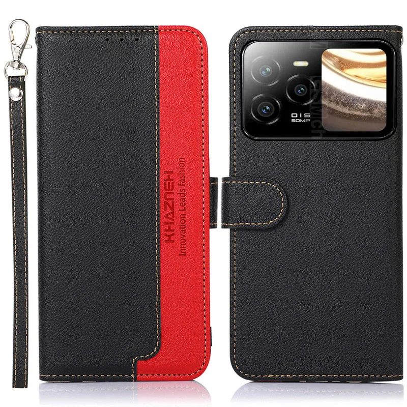 Capa de Telefone em Couro PU Bicolor para BLU Bold N4 N3 N2 K50 K10 com Botão Magnético RFID, Proteção Contra Quedas e Slot para Cartões