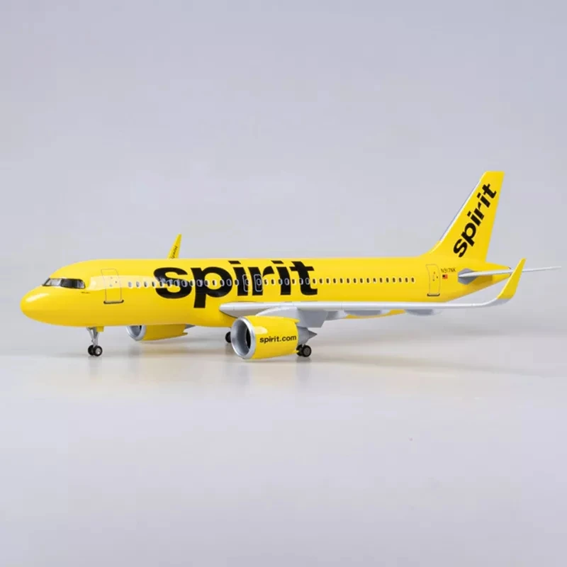 A320 NEO Spirit Airlines Model Plane 47CM 1/80 Scale Model Airplanes Toy W Light and Wheel Landing Gear Collecitble Gifts