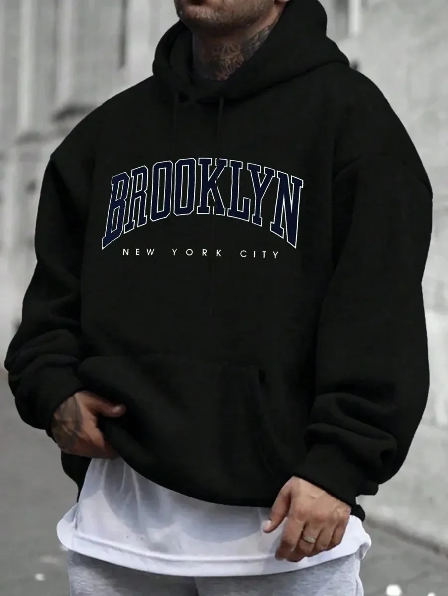 

High - Quality Pure Cotton Hoodie Embellished with Brooklyn Motif and New York City Text A Must - Have for Enthusiasts of Urban