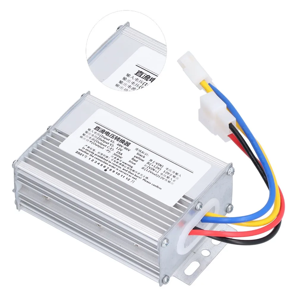 48V-96V Input DC Voltage Converter 300W Power 25A Current Power Supply Transformer Aluminum Alloy Waterproof Design DC Converter