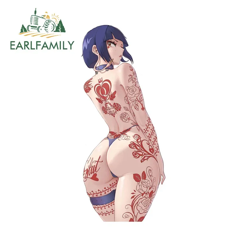 EARLFAMILY 13cm x 5.6cm Jiro Kyoka Art Tattoo Car Stickers Anime NSFW Sexy Ass Butt Graphics Decal Tumbler Car Styling Surfboard