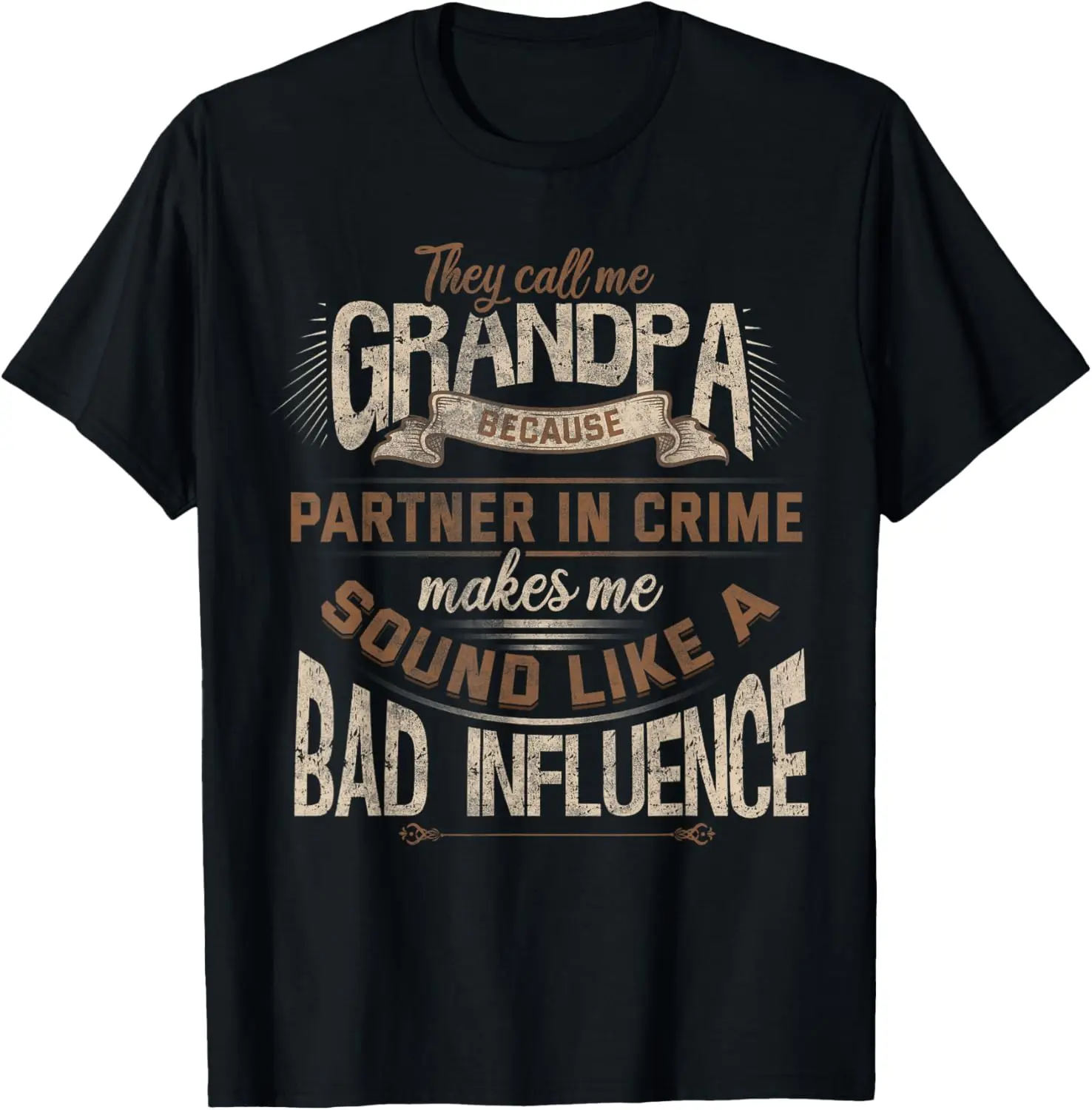 Grandpa Partner in Crime Funny Graphic Tee Soft Cotton Short Sleeve T-Shirt for Men