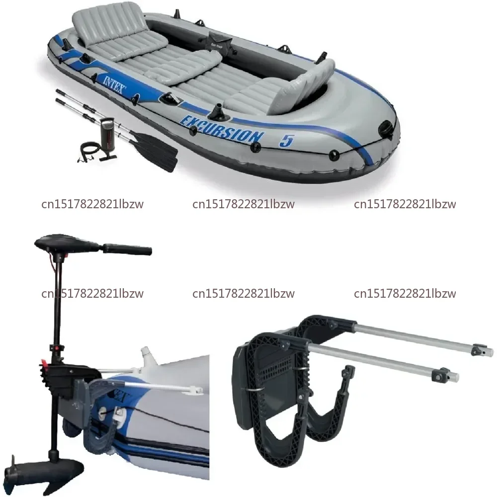 e Boat Set with 2 Aluminum Oars and Pump, Intex 12V Transom Mount Boat Trolling Motor, and Intex Motor Mount Kit