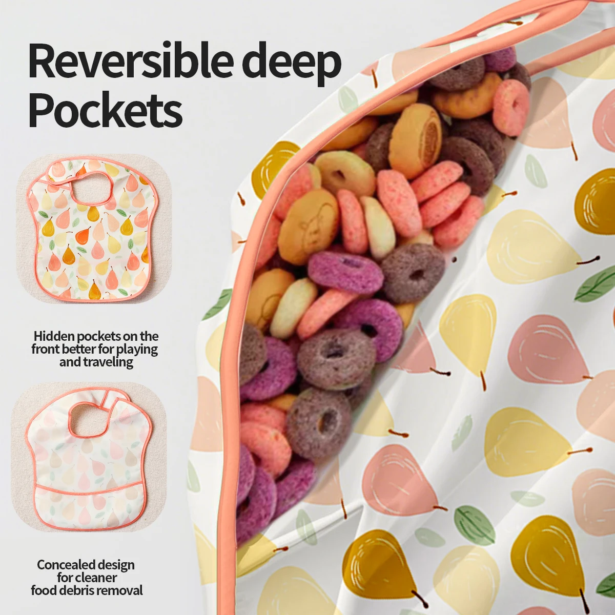 كانجوبيبي # حياتي الناعمة #   مجموعة مكونة من 3 قطع من مريلة تغذية الأطفال المقاومة للماء بدون أكمام، غطاء كامل للجسم