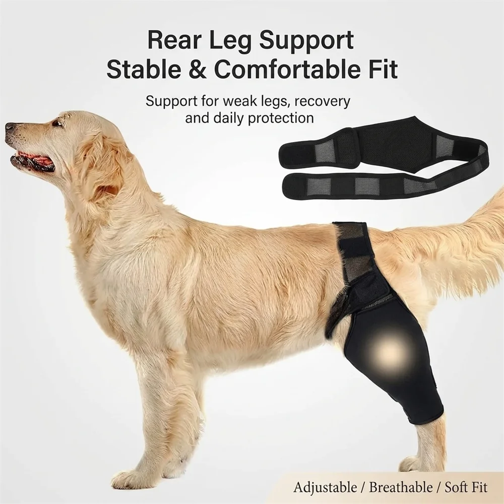 Adjustable Dog Rear Leg Brace Knee Joint Support Wrap for Large Dogs Hind Leg Protector Recovery Sleeve for Injury Arthritis
