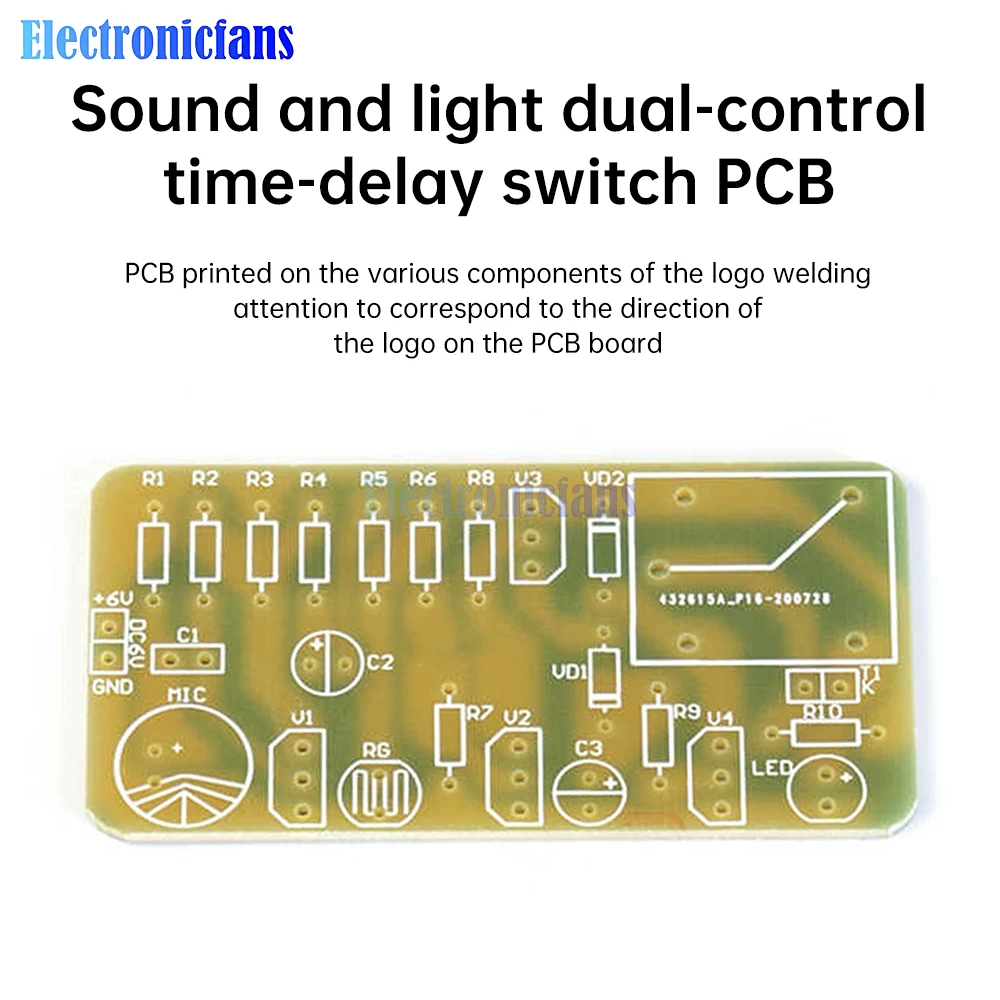 DC6V Sound and Light Dual Control Delay Switch Kit LED Light Fun Welding Practice Board Electronic DIY Production Parts
