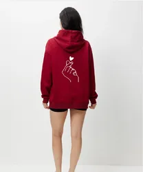 Lover than heart print hoodie  outdoor recreatio women's  sweatshirt loose red long-sleeved pullover Women's clothing