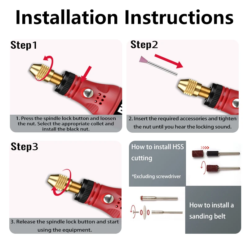 EADY 3スピード回転工具（アダプター付き）、コードレス電動グラインダー、精密彫刻機、多目的研磨機、DIYクラフト用