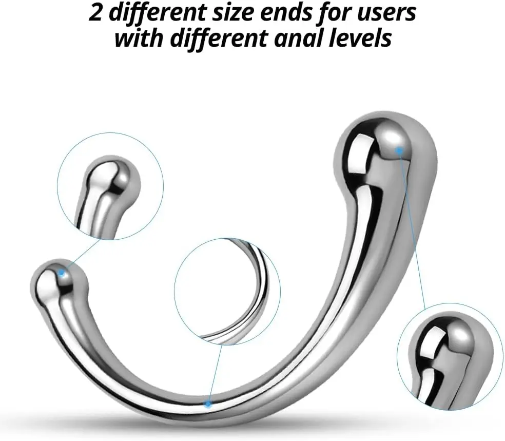 Double Ended Anal Hook Butt Plug Stainless Steel G Spot Wand Prostate Massage Stick Vagina Stimulator Sex Toys for Men Women