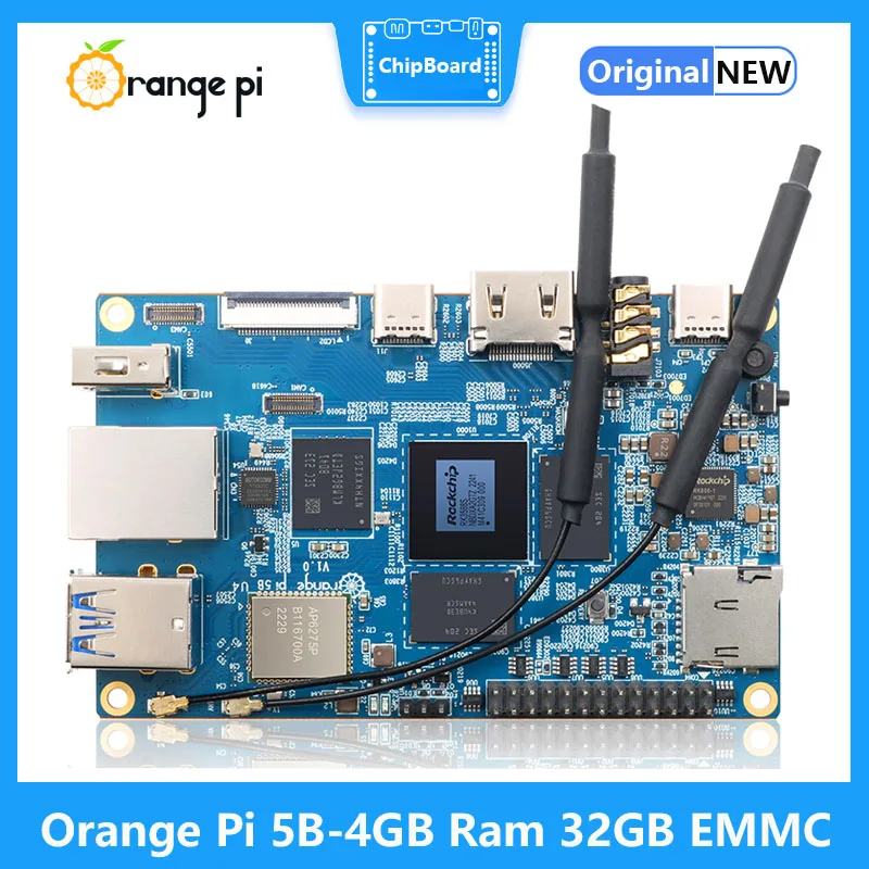 

Плата компьютерная Orange Pi 5B, 4 Гб ОЗУ, 32 Гб ПЗУ, EMMC Wifi-BT