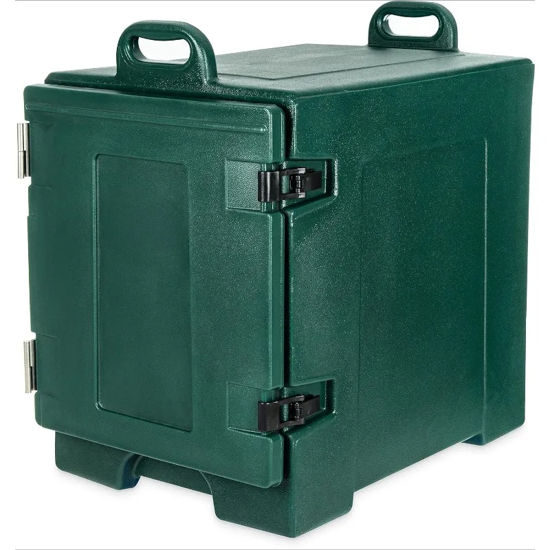 Cateraide Insulated Front Loading Food Pan Carrier with Handles for Catering,Events,and Restaurants,Plastic,5 Pans,Forest Green