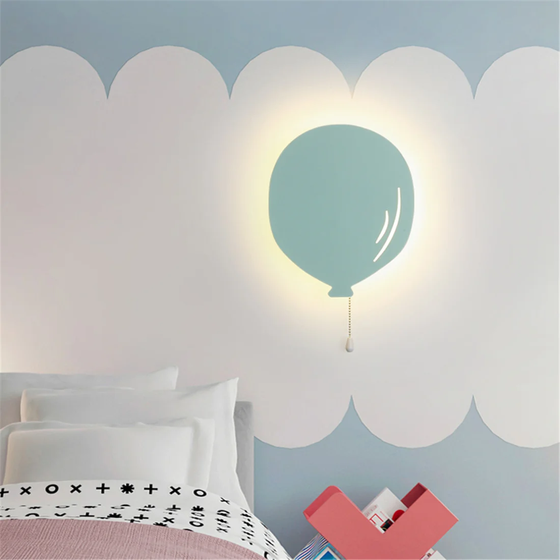 Art Deco Balloon Wall Lamp Children Bedroom Bedside Led Night Lights With Switch Cartoon Kindergarten Corridor Staircase Sconces