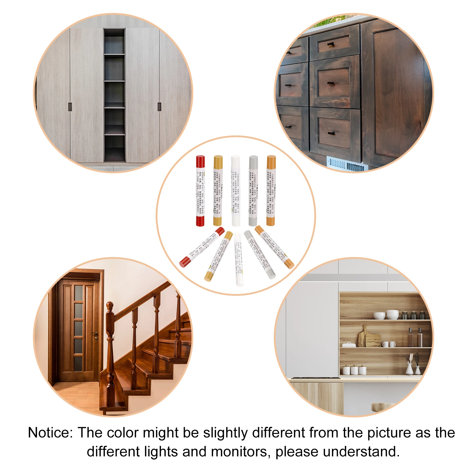 

5Pcs Wax Filler Stick Furniture Repair Crayons Furniture Touch Up Markers Wooden Floor Damaged Scratches Repair Pens Cover Ups