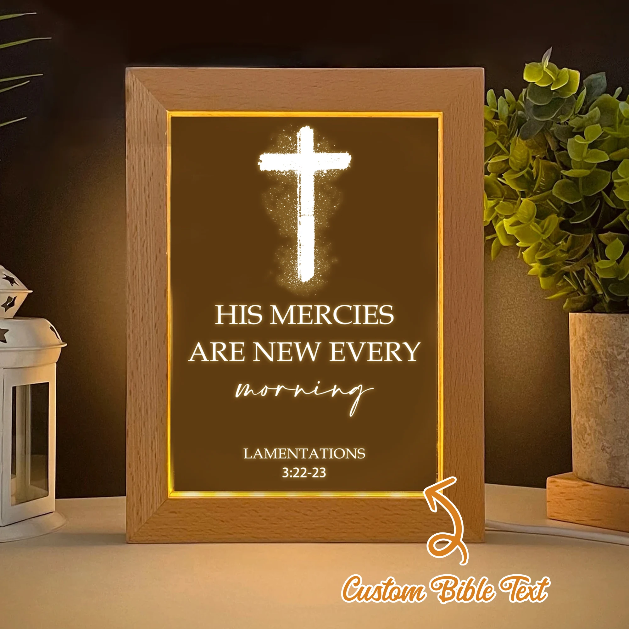 

Customized Bible Text LED Night View Photo Frame Personalized Gifts Family Living Room Bedroom Dining Room Home Decoration