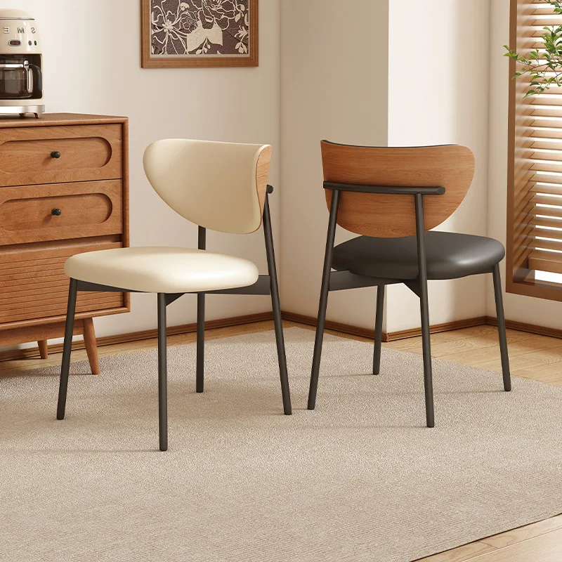 Retro Italian minimalist dining household solid wood light luxury quiet wind simple modern medieval backrest chair designer