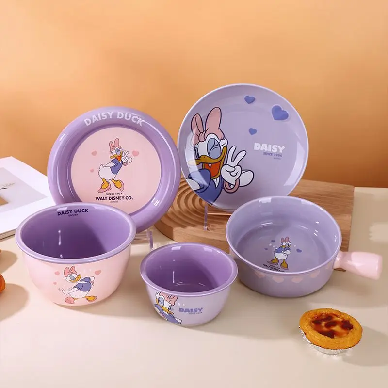 

Симпатичная керамическая легкая роскошная детская посуда Disney, домашний креативный набор мисок для риса с Микки Дональдом Даком