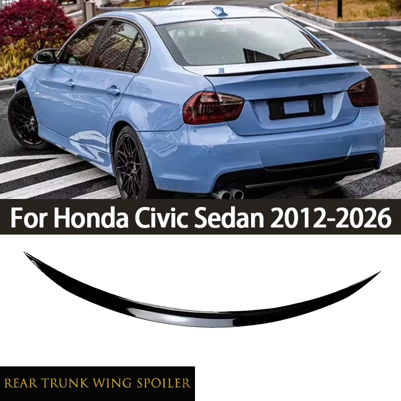 Car Exterior Tuning Rear Trunk Lid Spoiler Wing Stickers For Honda Civic Sedan 2012-2026 Auto Accessories