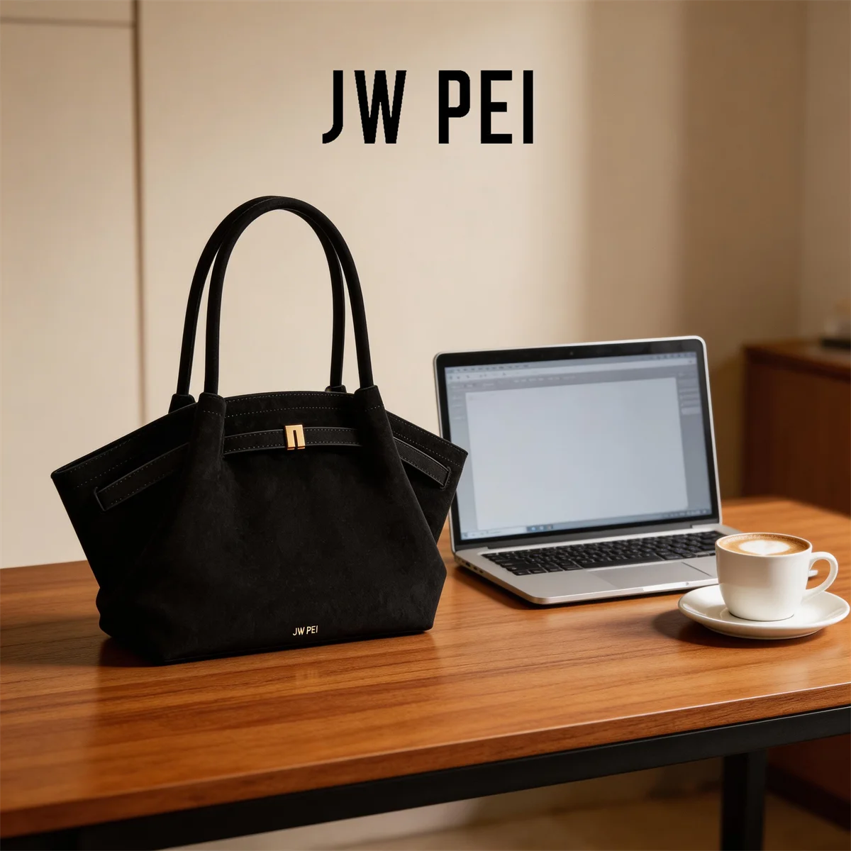 

Женская сумка-пельмень JW PEI из высококачественной винтажной искусственной замши черного цвета, веганская кожаная сумка через плечо/тоут для повседневного использования