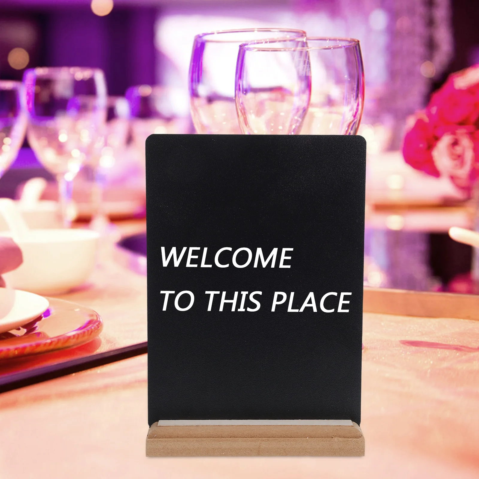 2Pcs Mini Chalkboard Signs Double Sided Compact Size Wooden Base Restaurant Menu Display Home Decor Tabletop Chalkboard